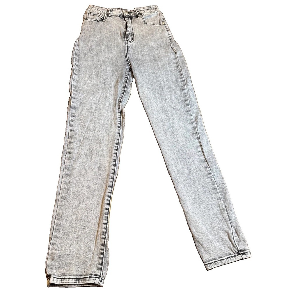 Chipre Jeans Womens 27 Gray Acid Wash Skinny Stretch Heart Embellished Y2K